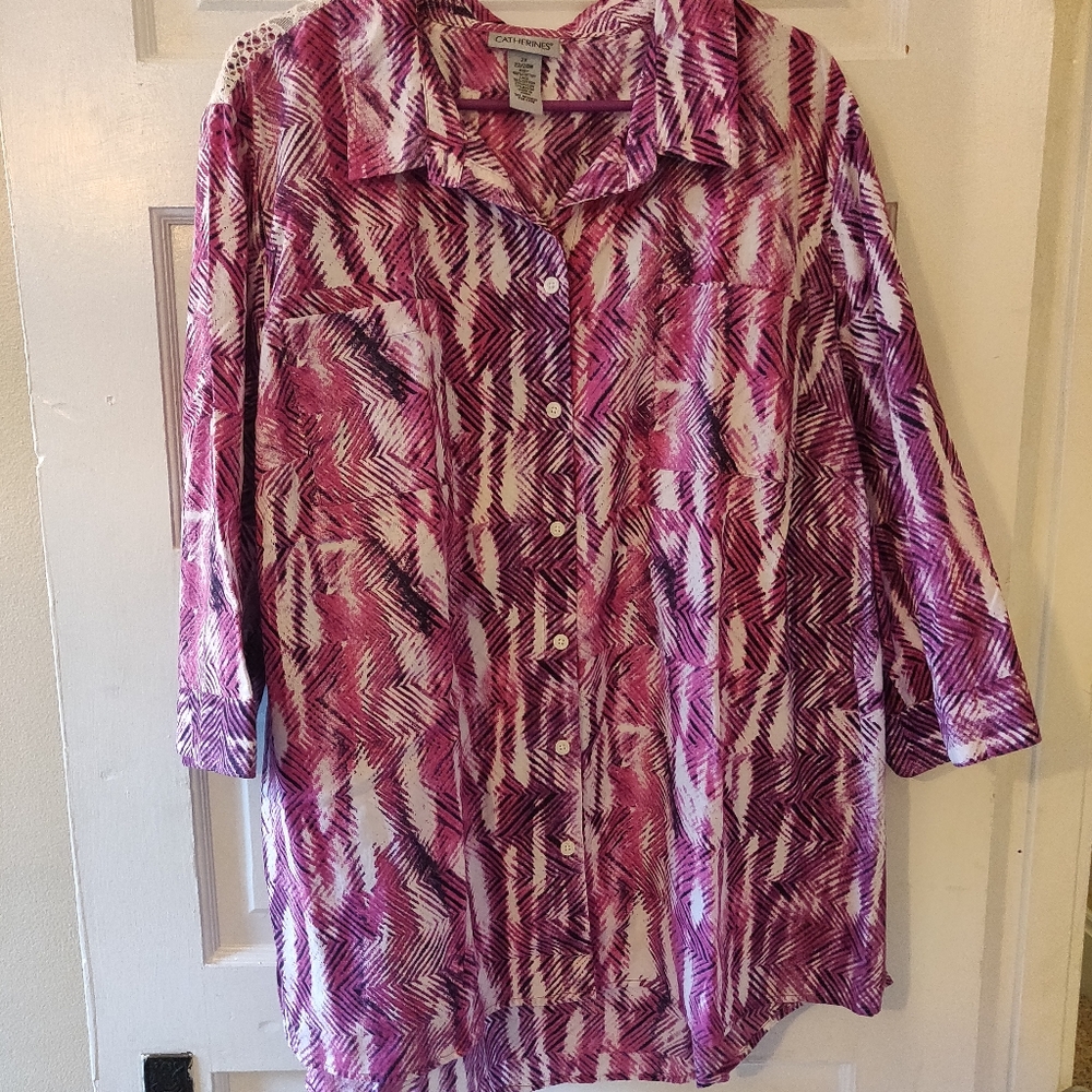 BOGO Catherine's pink white lacy blouse